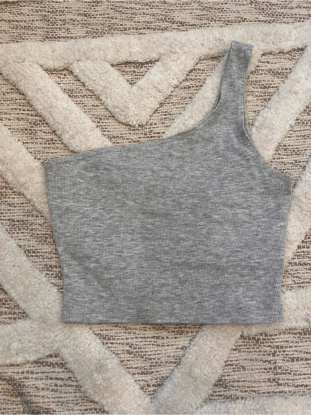 Joah Brown Single Strap One Shoulder Crop Tank Top Small/Med Heather Grey - Picture 6 of 6